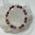 All-Star Quartz (Strawberry Quartz, Citrine & Amethyst) 8MM 2-Piece Round Bracelet Set - WorldWideMinerals-beads