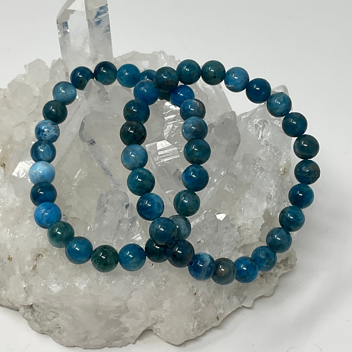 Blue Apatite 8MM 2-Piece Round Bracelet Set