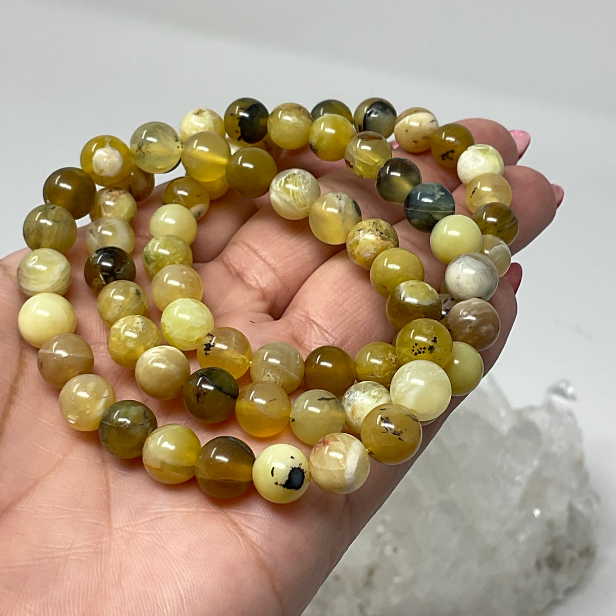 7MM-8MM Yellow Opal 2-Piece Round Bracelet Set