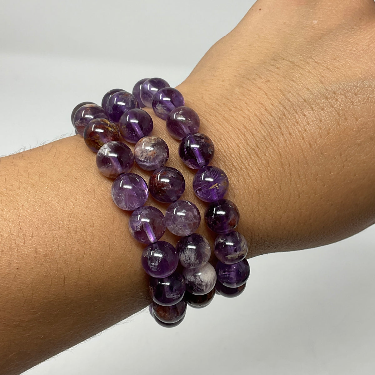 Super-7 Amethyst 10mm Round Bracelet