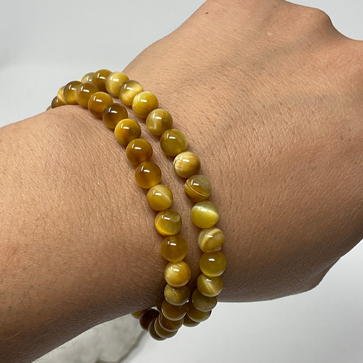 Honey Tiger Eye 6mm 2-Piece Round Bracelet Set