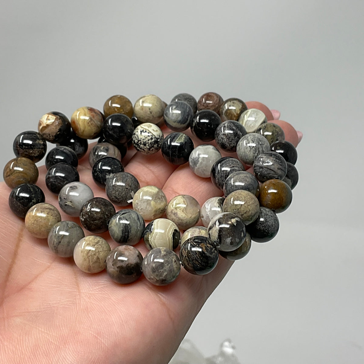 Silver Leaf Jasper 10MM Round Bracelet