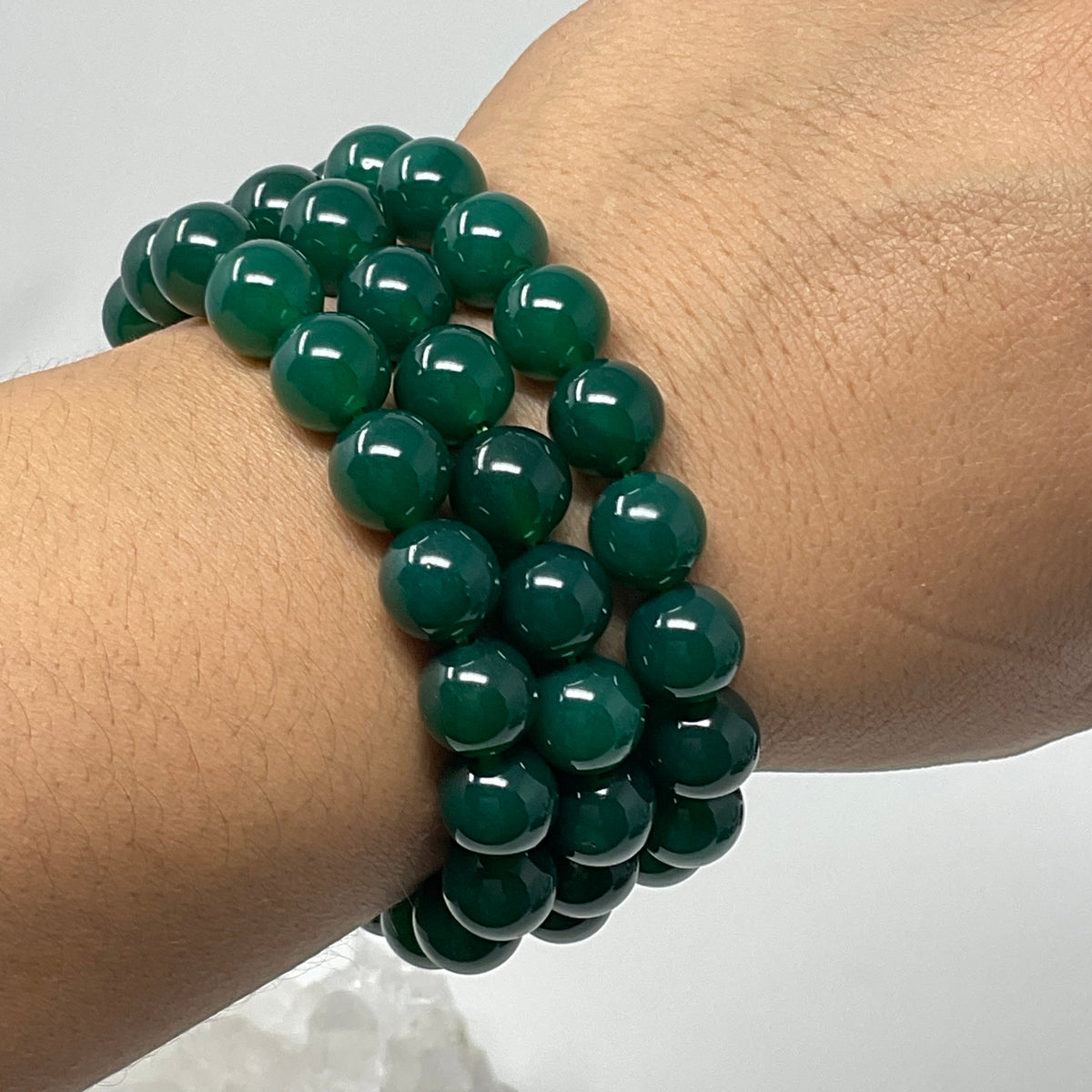 Green Agate 10mm 3-Piece Round Bracelet Set