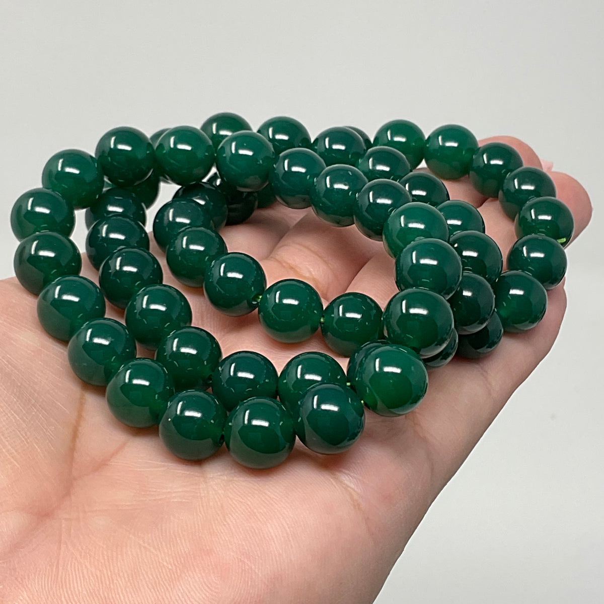 Green Agate 10mm 3-Piece Round Bracelet Set