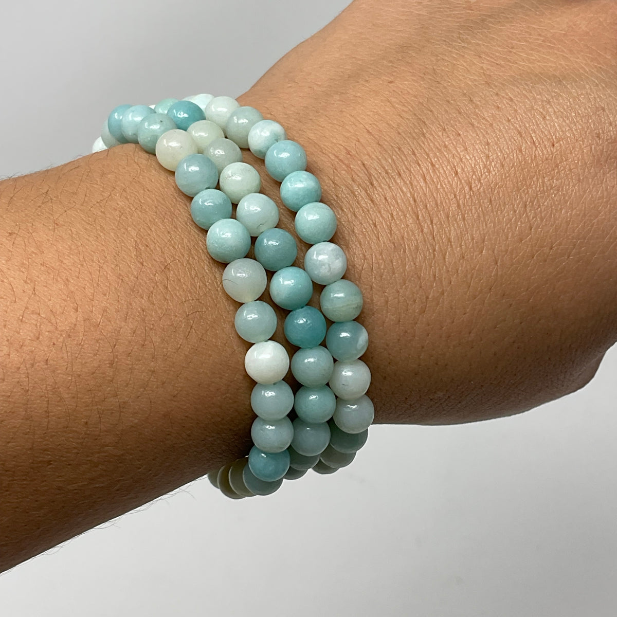 Amazonite 6MM 3-Piece Round Bracelet Set