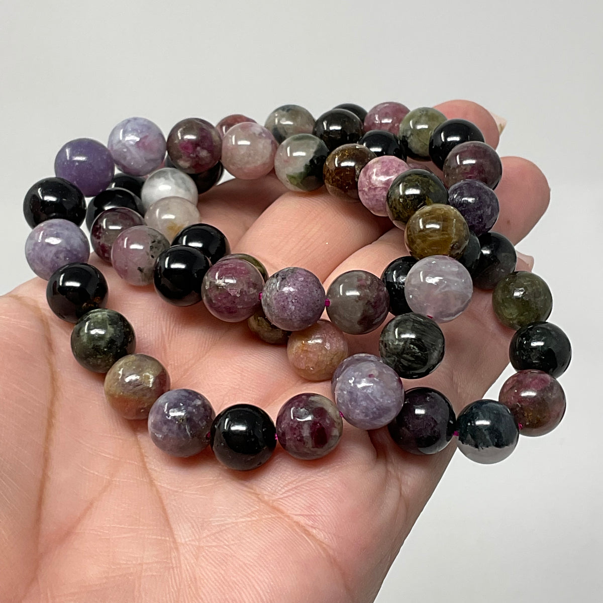 Multi-Color Tourmaline 10mm-2 Piece Round Bracelet Set