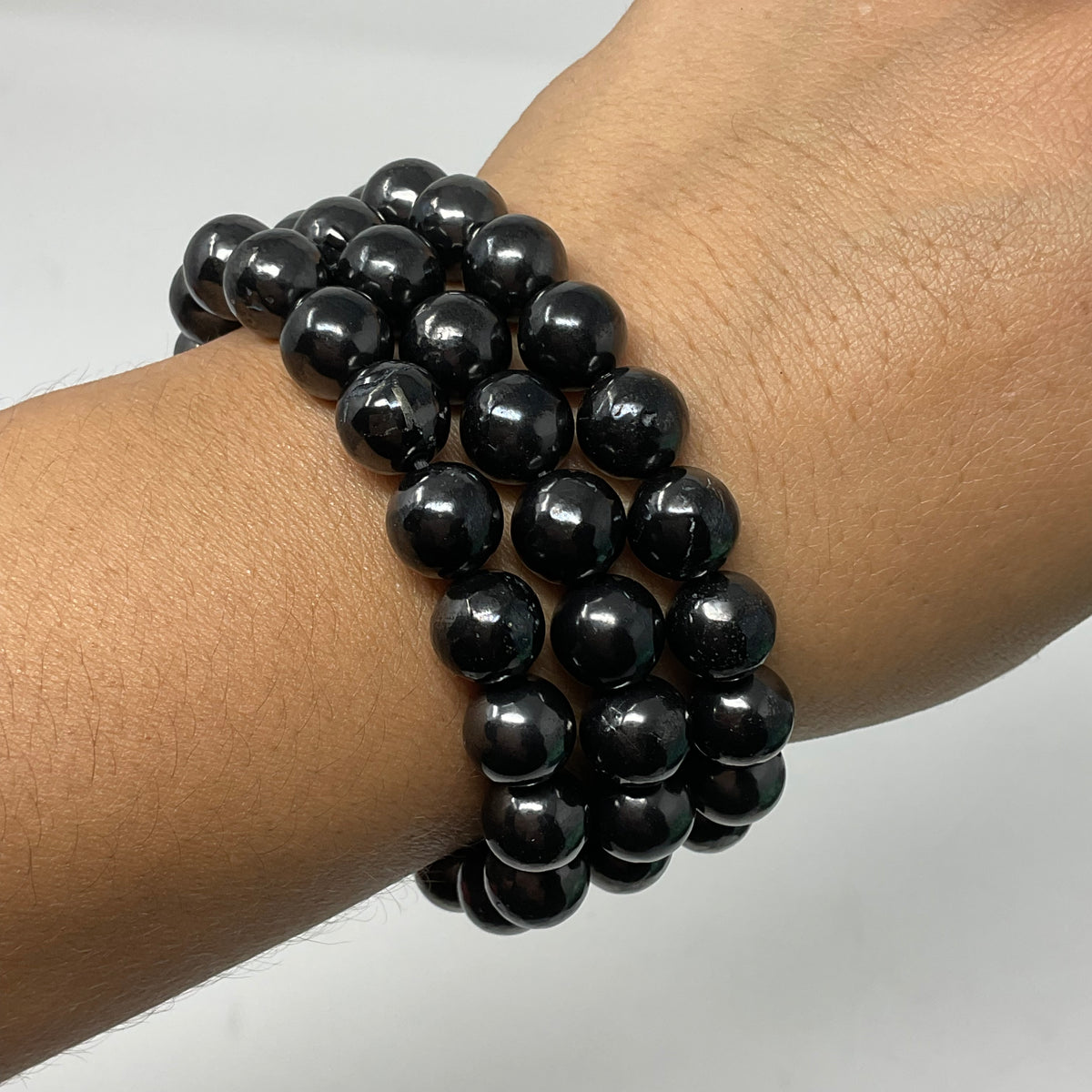 Shungite 10mm 2-Piece Round Bracelet Set