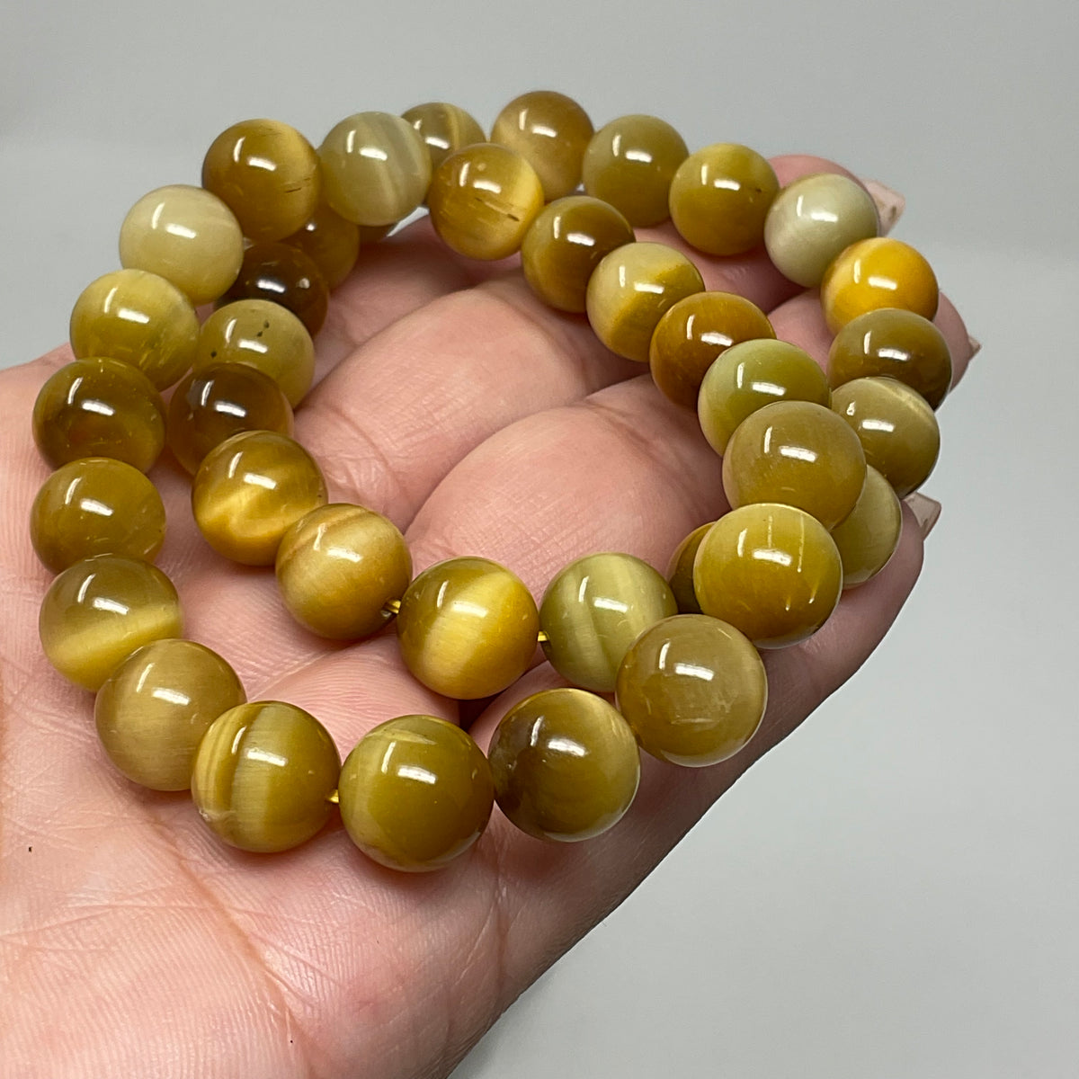 Honey Tiger Eye 10mm 2-Piece Round Bracelet Set