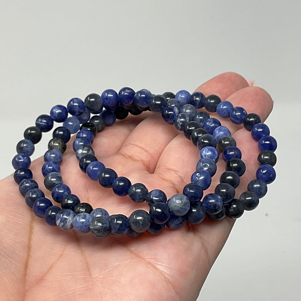 Sodalite 6mm 3-Piece Round Bracelet Set