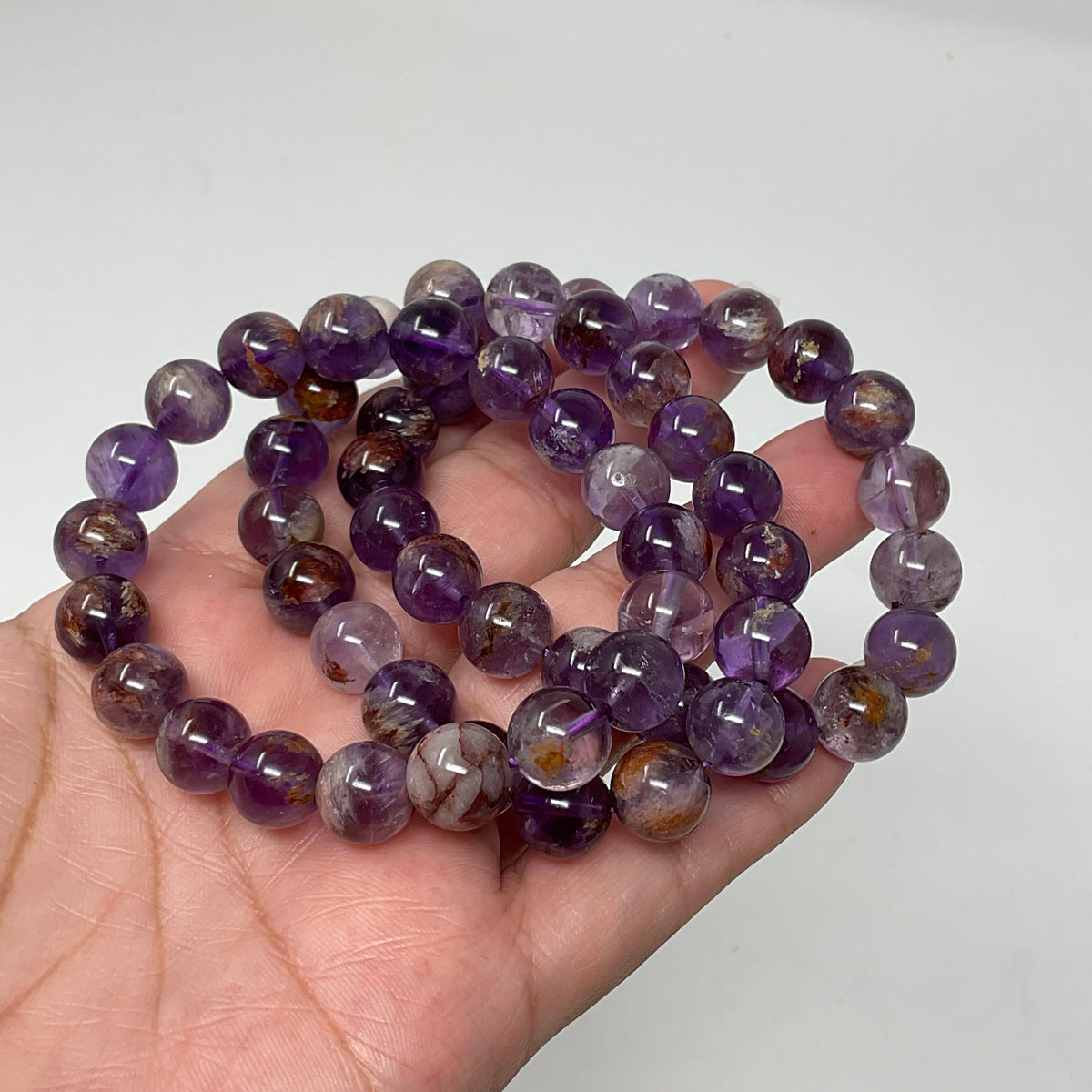 Super-7 Amethyst 10mm Round Bracelet