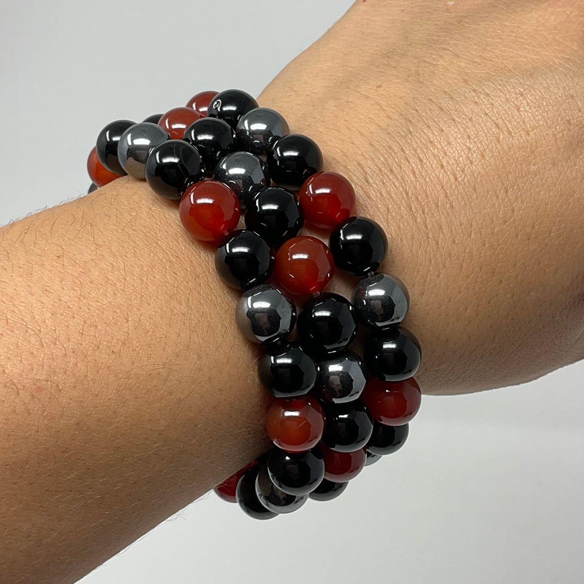 Carnelian Triple Protection 10mm  Round Bracelet (3 Minerals on 1 Bracelet)