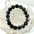 Black Eye Sardonyx Agate 12MM Round Bracelet - World Wide Gems Minerals Beads