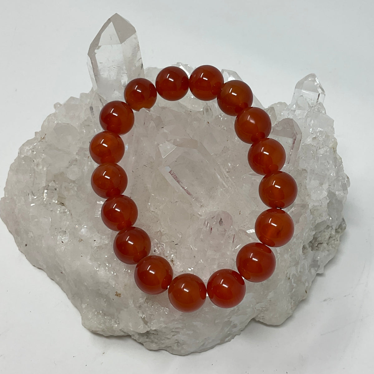 Carnelian 12mm Round Bracelet - WorldWideMinerals-beads