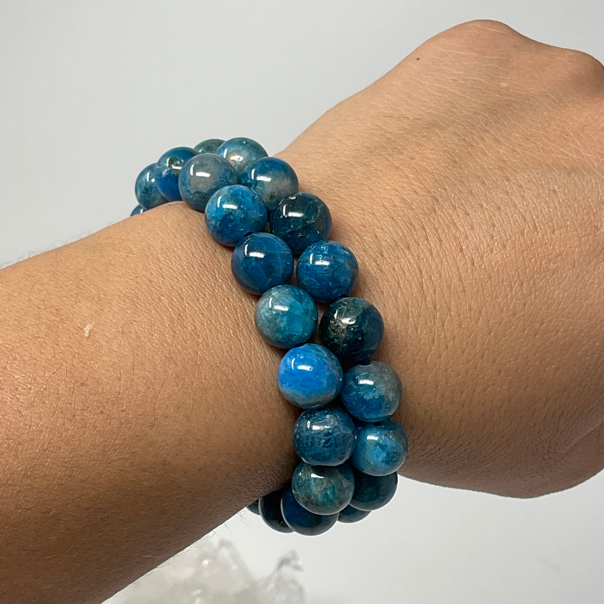 Blue Apatite 10MM  2-Piece Round Bracelet Set