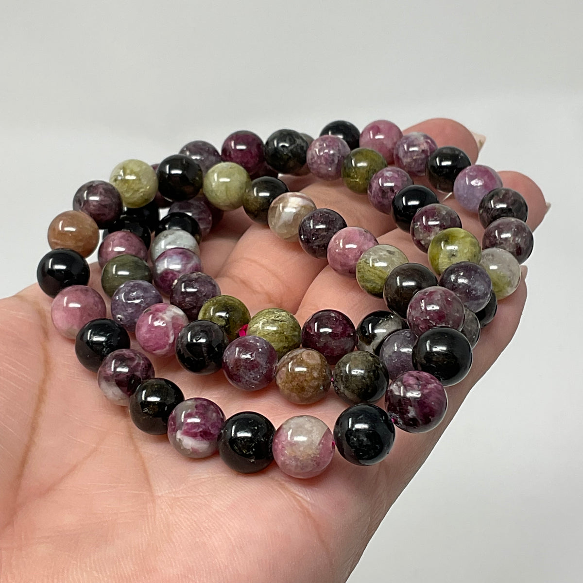 Multi-Color Tourmaline 8mm Round Bracelet