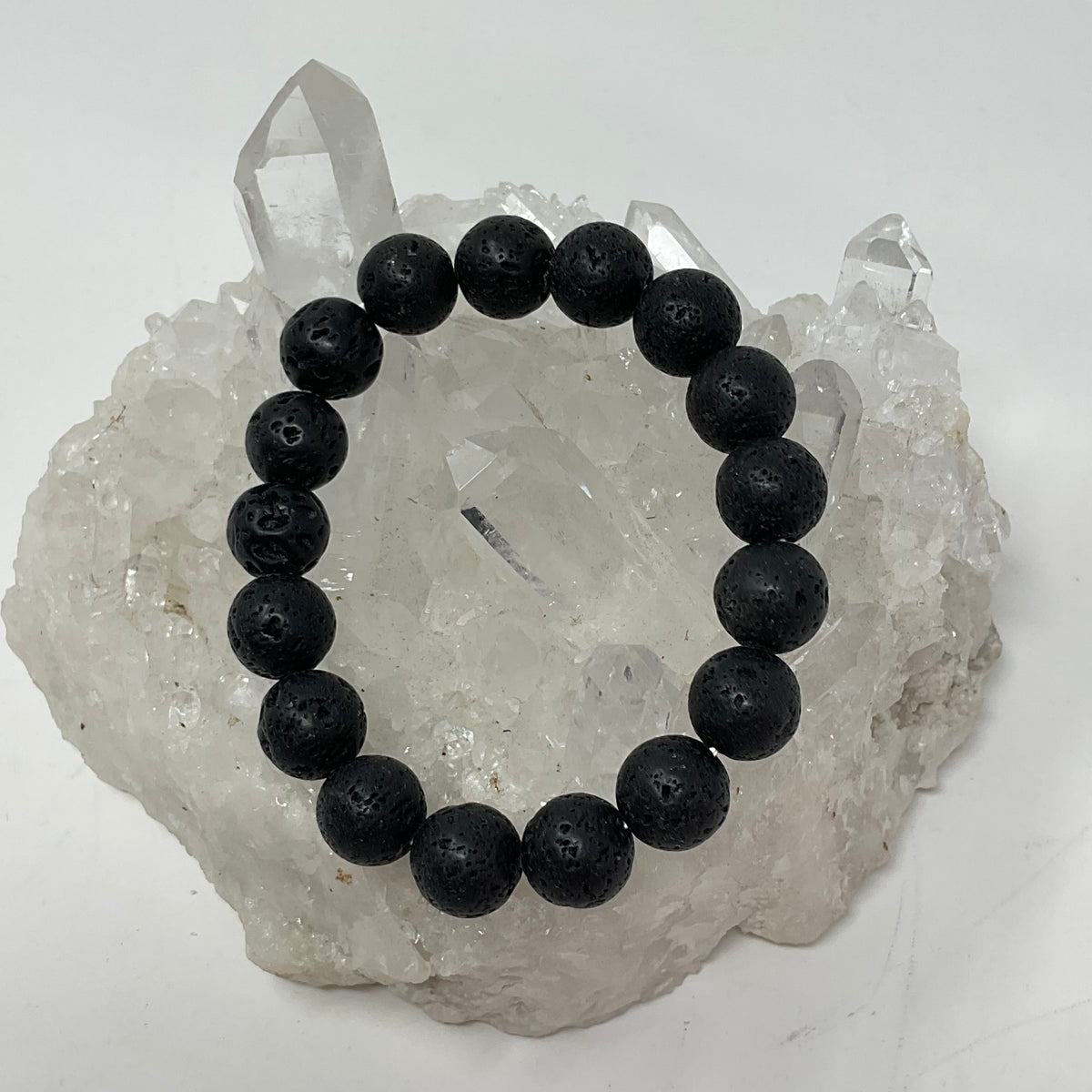 Lava Stone 12mm 3-Piece Round Bracelet Set - WorldWideMinerals-beads