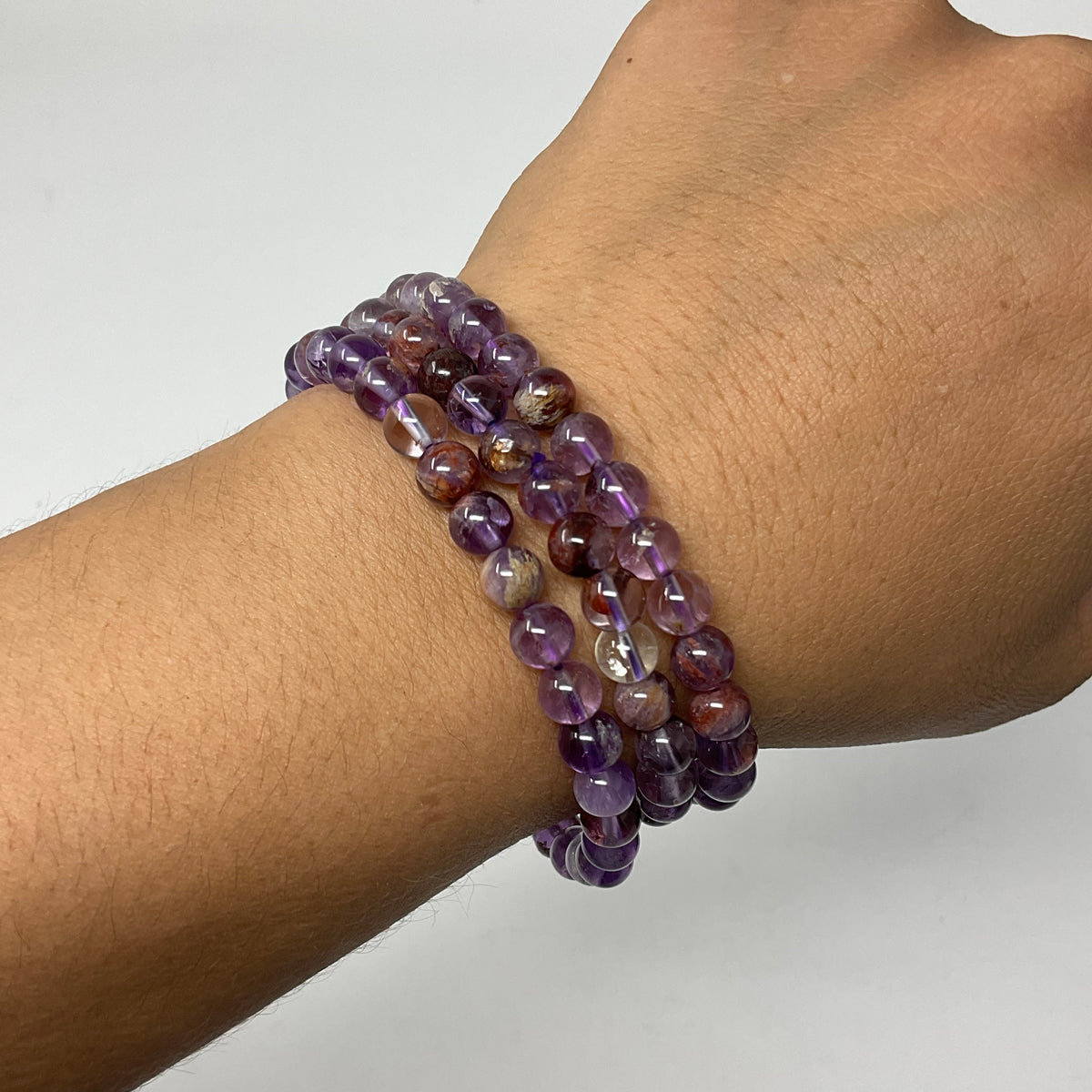 Super-7 Amethyst 6mm Round Bracelet