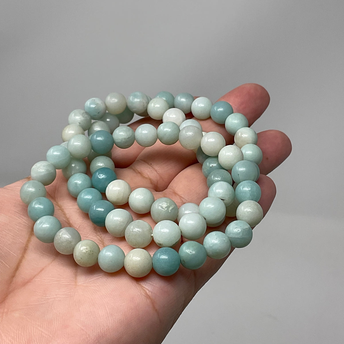 Amazonite 8MM 3-Piece Round Bracelet Set