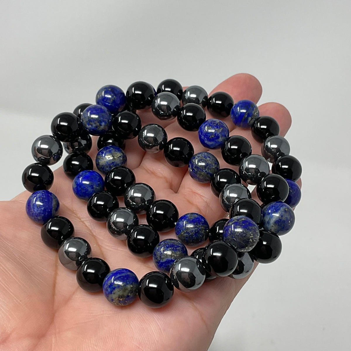 Lapis Triple Protection 10mm Round Bracelet (3 Minerals on 1 Bracelet)