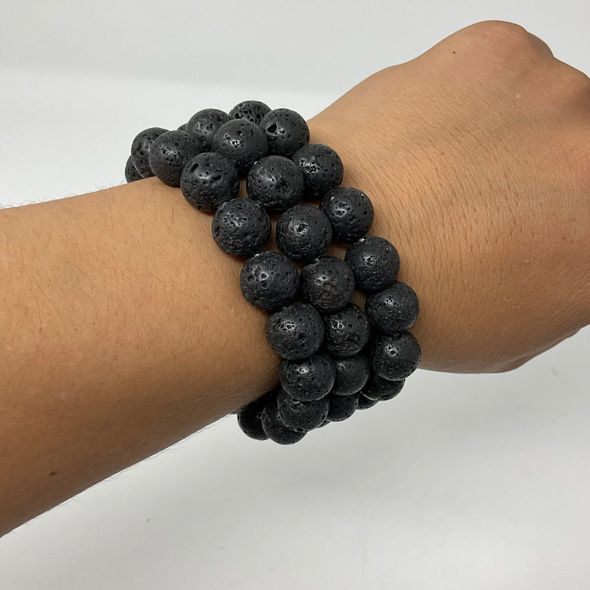 Lava Stone 12mm 3-Piece Round Bracelet Set