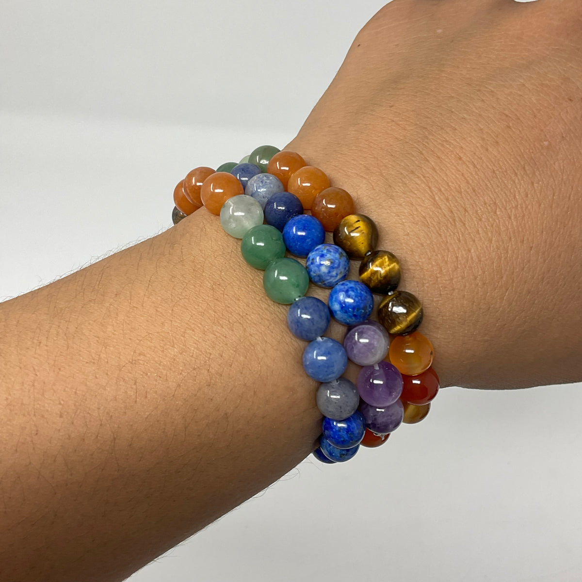 Chakra 8mm 3-Piece Round Bracelet Set