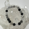 Black Rutilated & Tourmalinated Quartz  9MM-10MM  Round Bracelet - WorldWideMinerals-beads
