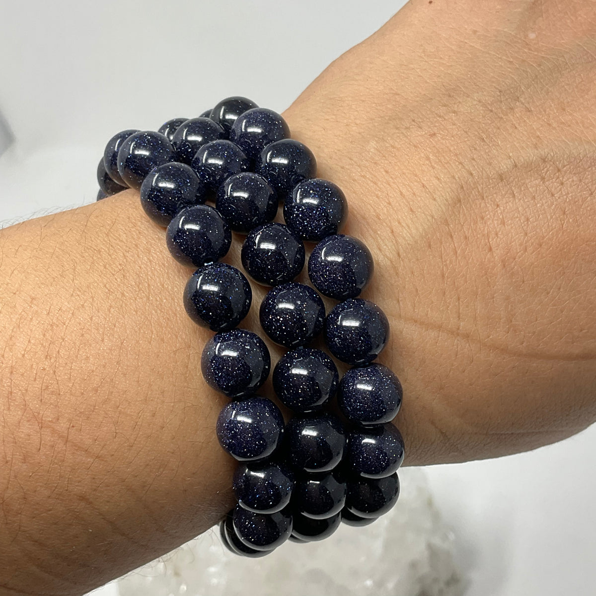 10MM Blue Goldstone Round Bracelet