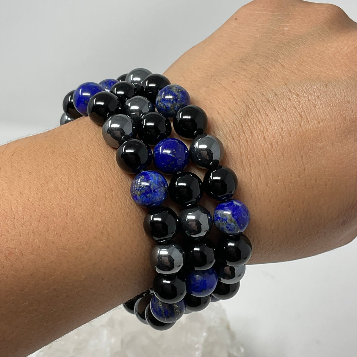 Lapis Triple Protection 10mm Round Bracelet (3 Minerals on 1 Bracelet)