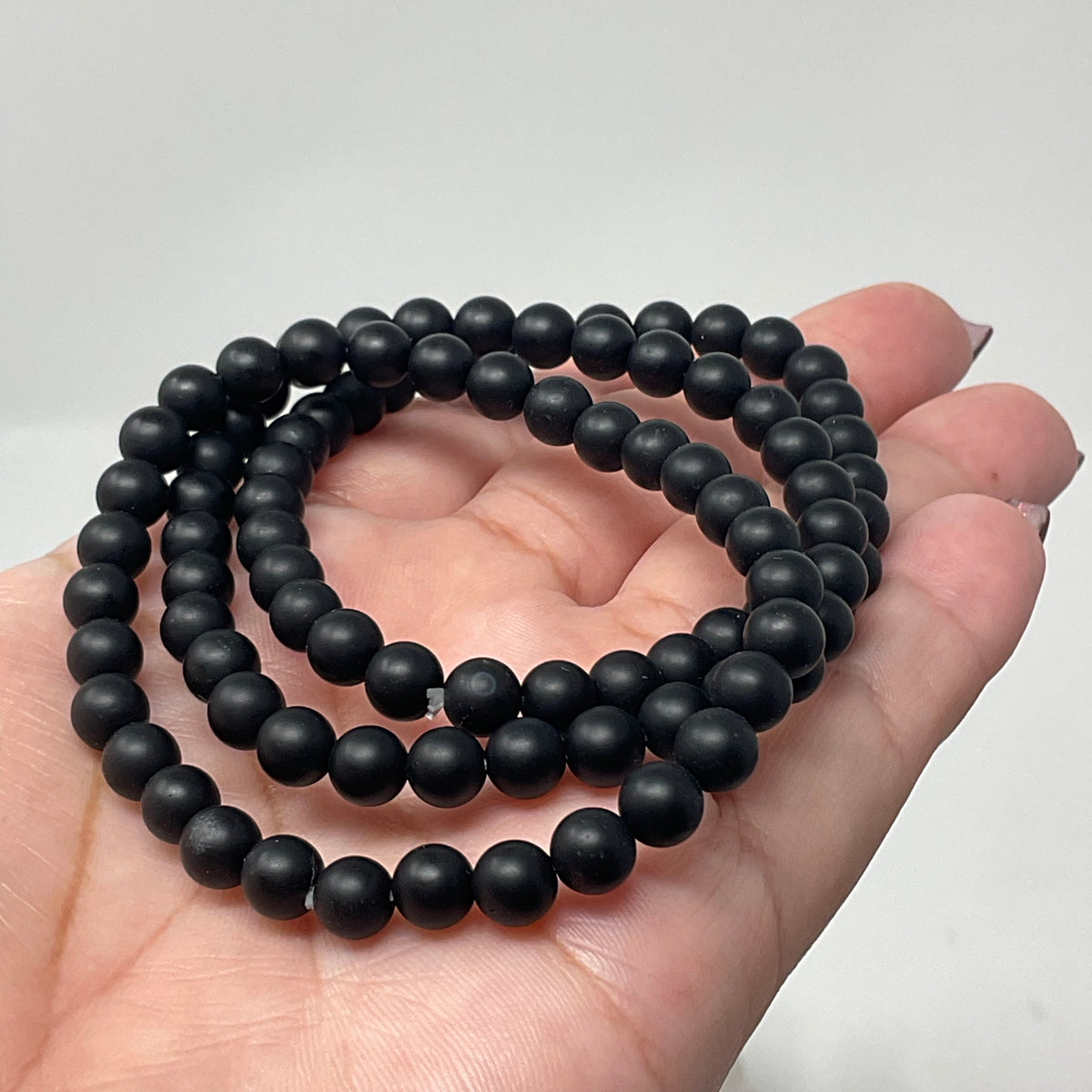 6MM Matte Black Tourmaline Round Bracelet