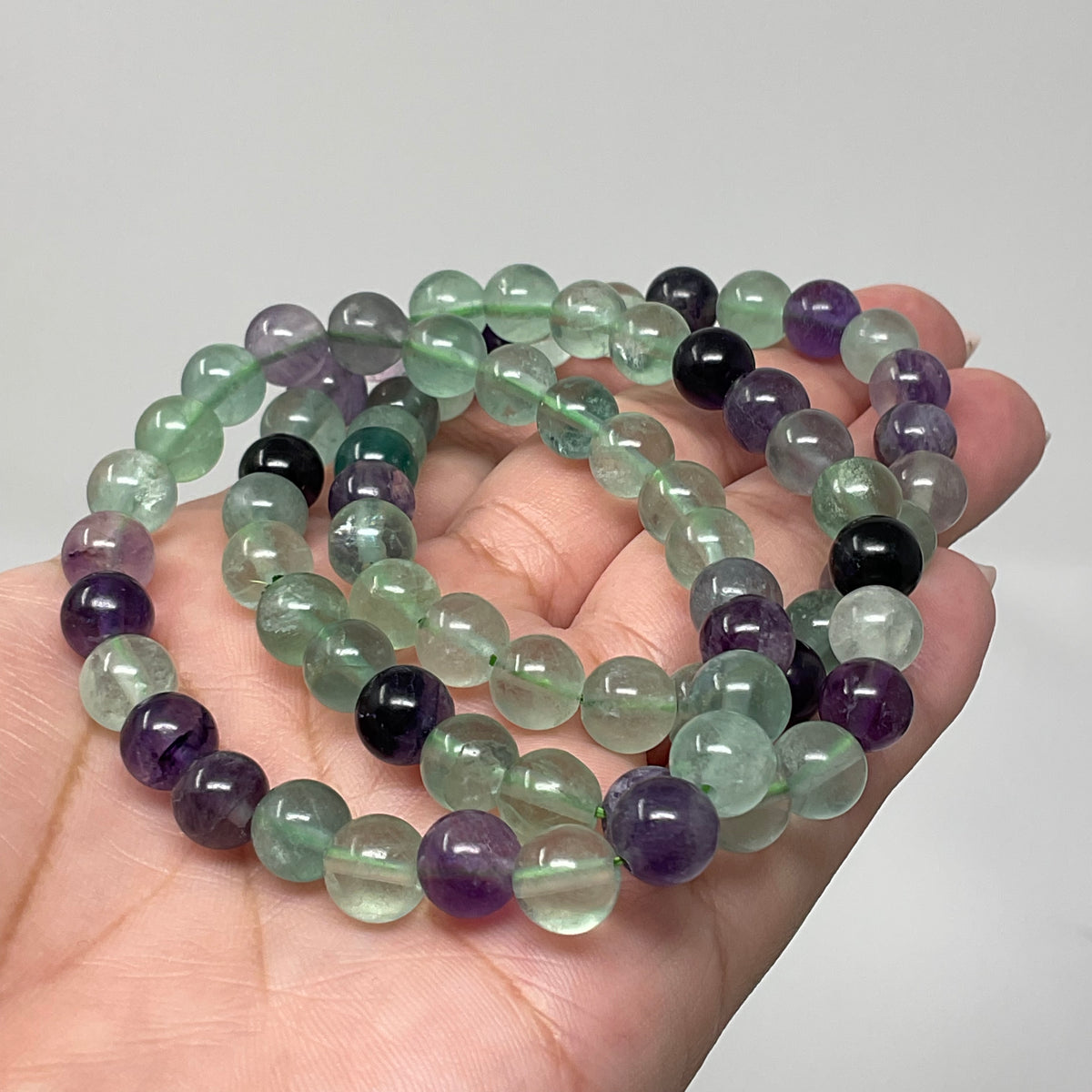 Rainbow Fluorite 8mm 3-Piece Round Bracelet Set