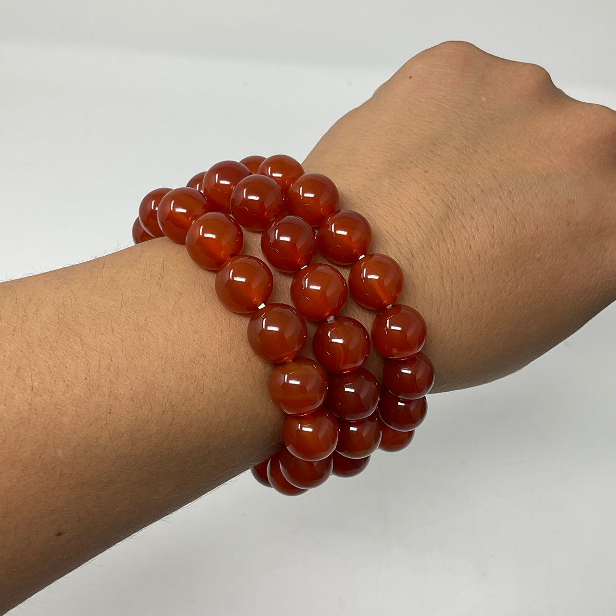 Carnelian 12mm 3-Piece Round Bracelet Set