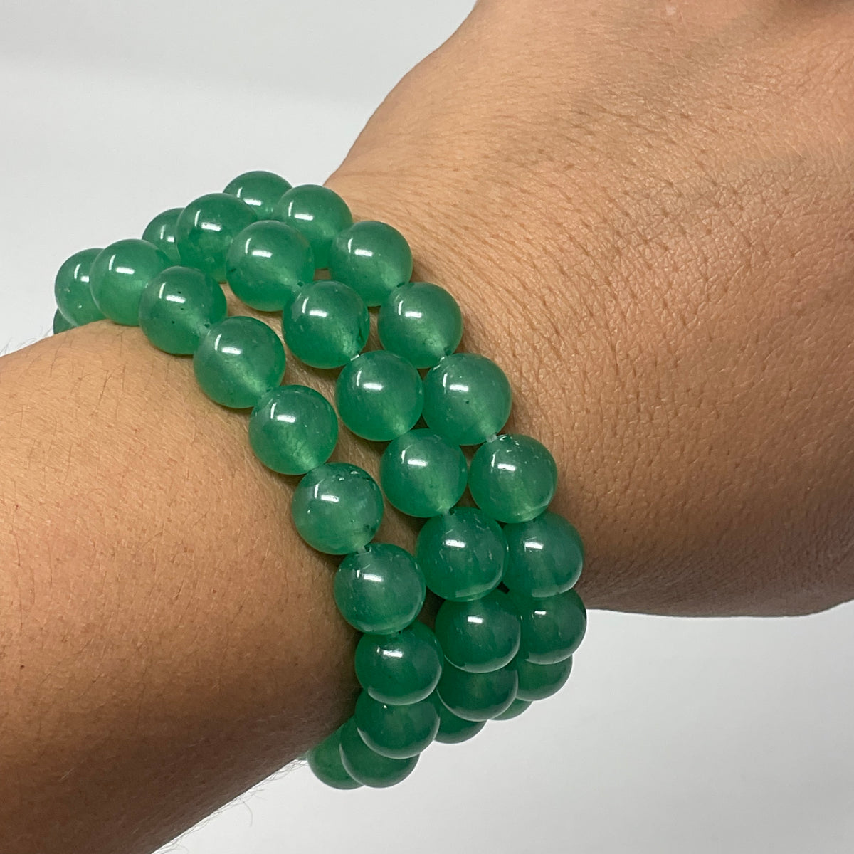 Green Jade 10mm 3-Piece Round Bracelet Set