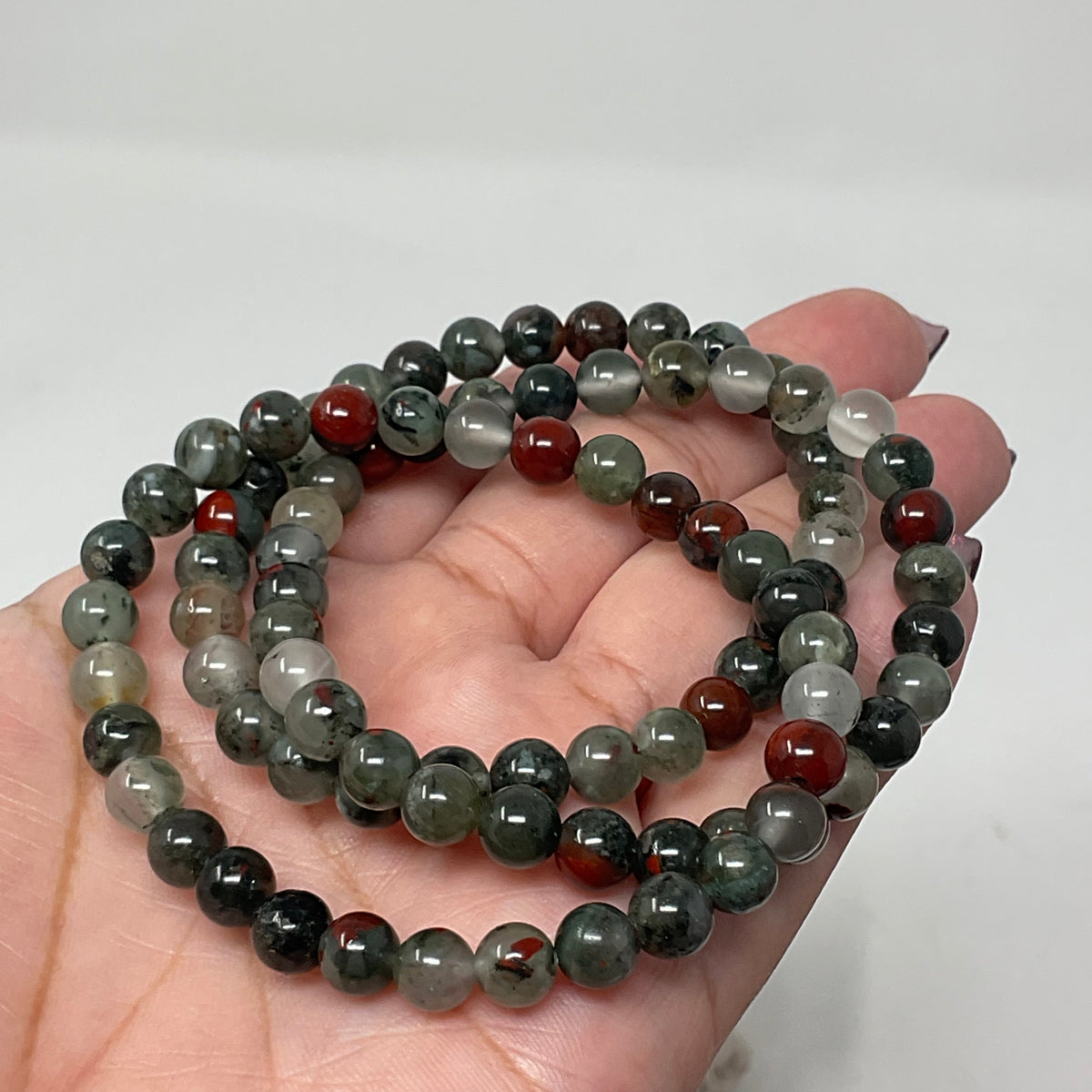 Bloodstone 6MM-3 Piece Round Bracelet Set