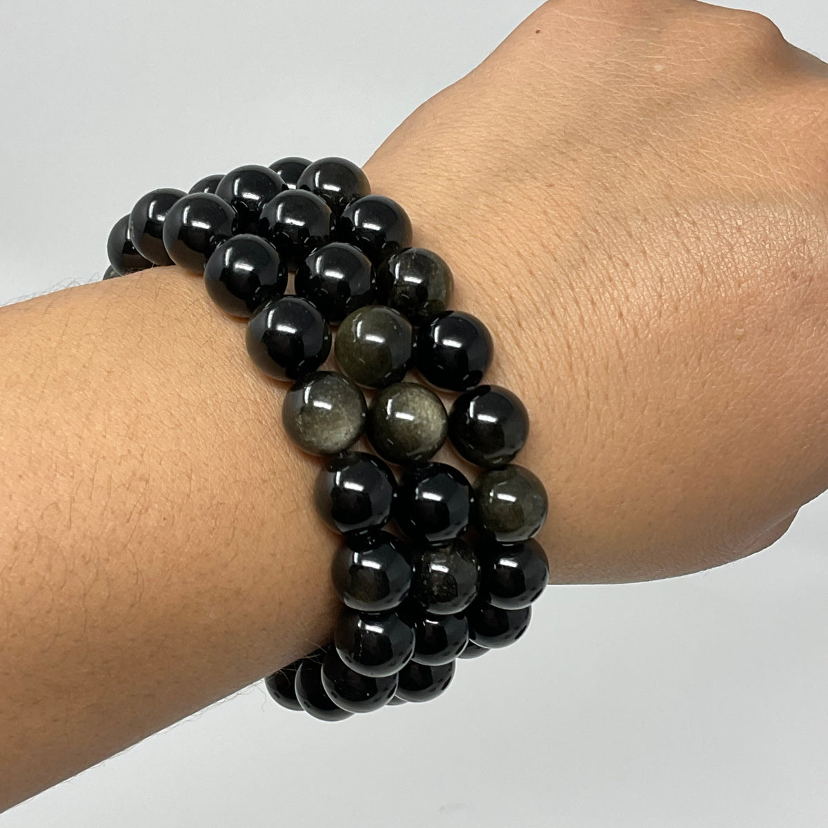 Black Golden Sheen Obsidian 10MM Round Bracelet