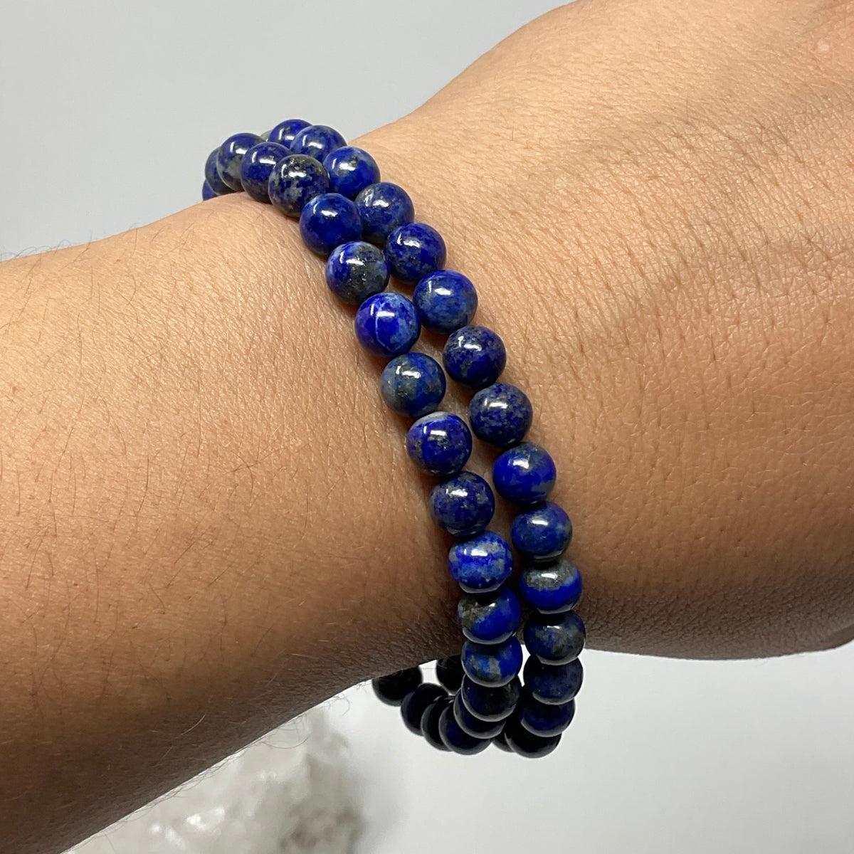 Lapis 6mm 2-Piece Round Bracelet Set