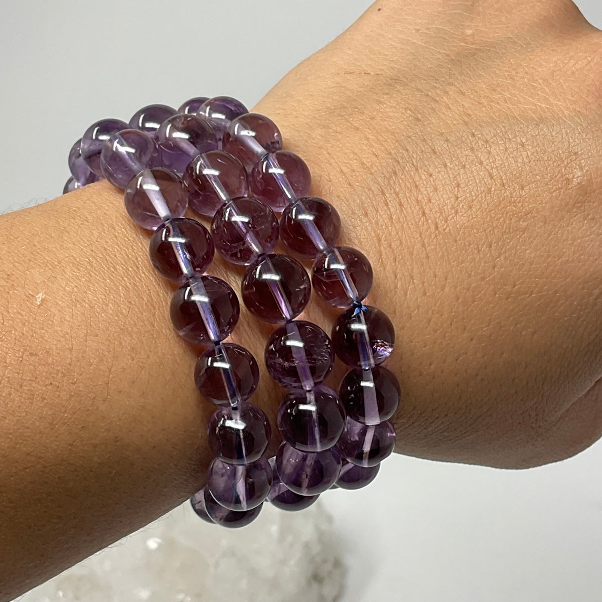 Pink Amethyst 9MM-10MM 2-Piece Round Bracelet Set