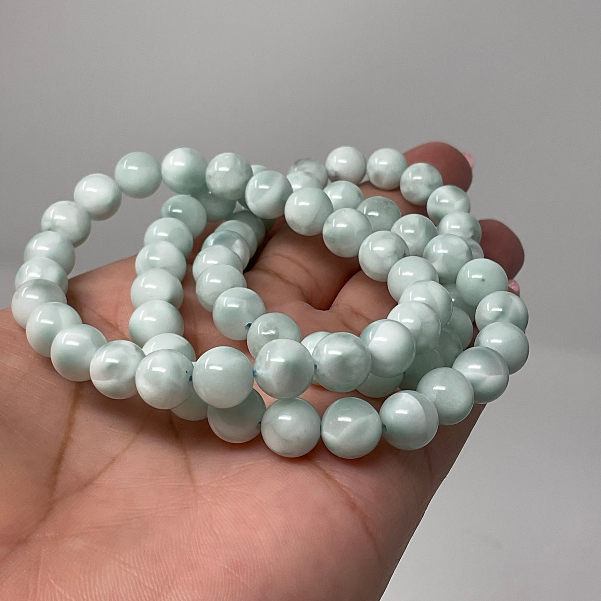 Green Angelite 8MM 2-Piece Round Bracelet Set