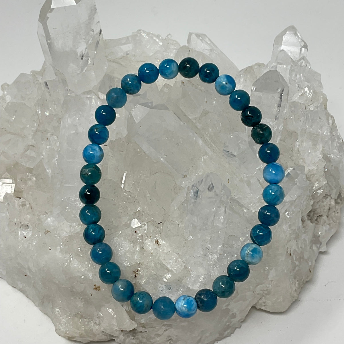 Blue Apatite 6MM 2-Piece Round Bracelet Set