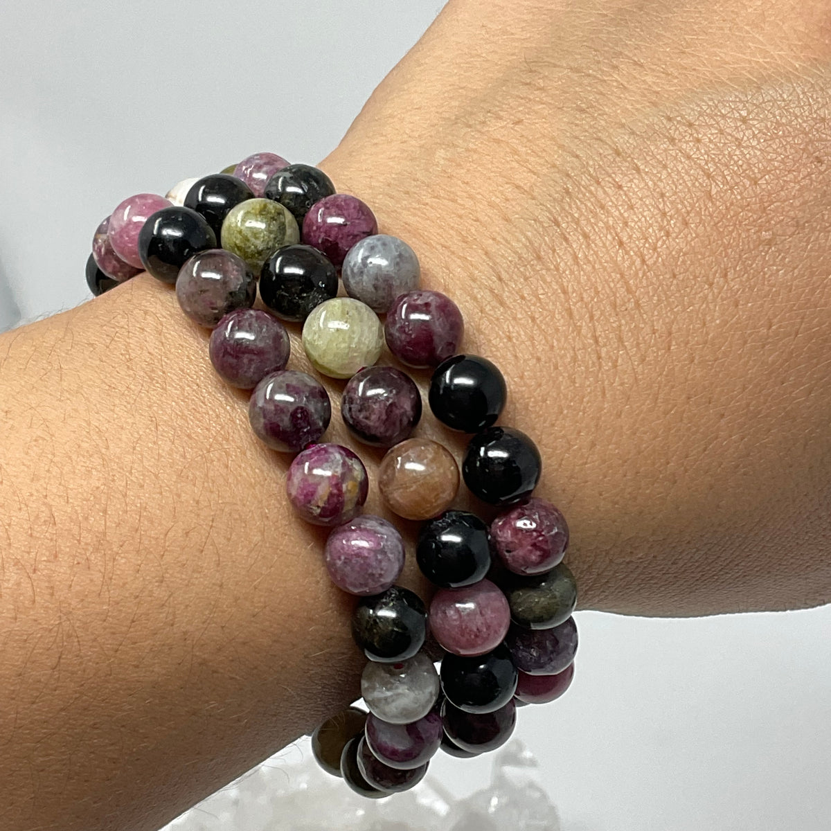 Multi-Color Tourmaline 8mm Round Bracelet