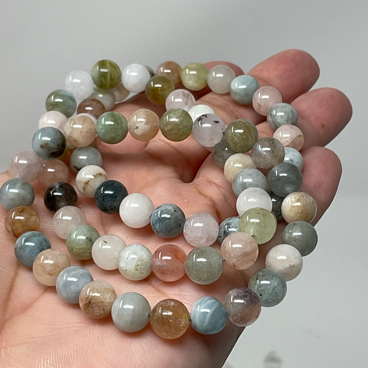 Brazilian Multi-Color Morganite 8MM Round Bracelet