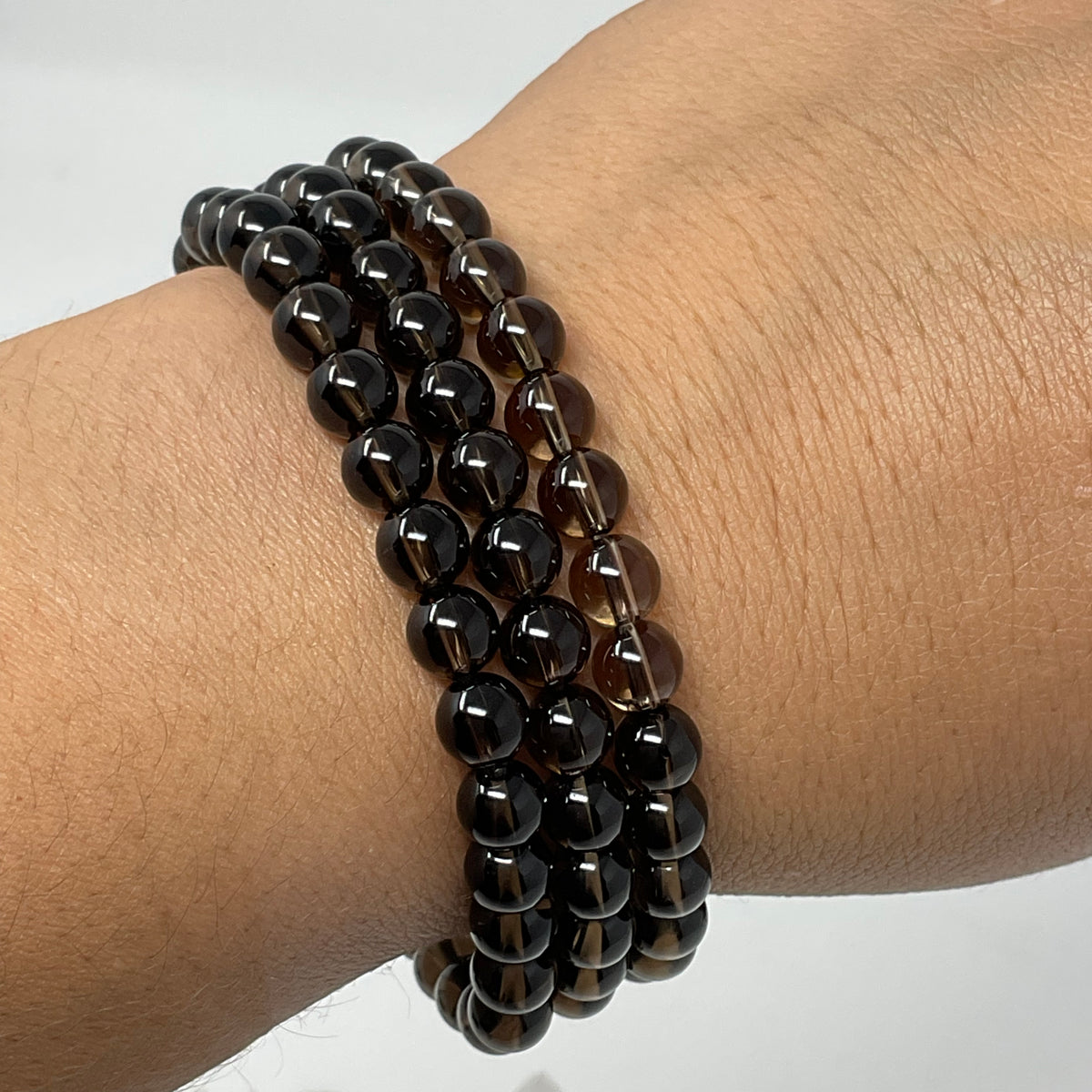 Smoky Quartz 6mm 2-Piece Round Bracelet Set