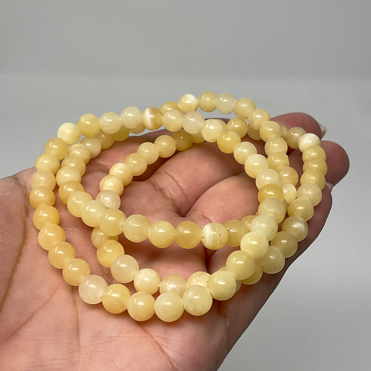 Aragonite 6mm 3-Piece Round Bracelet Set