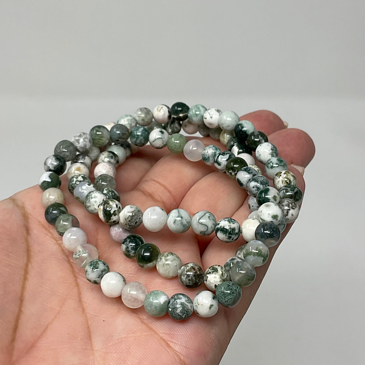 Green Tree Agate 6MM Round Bracelet