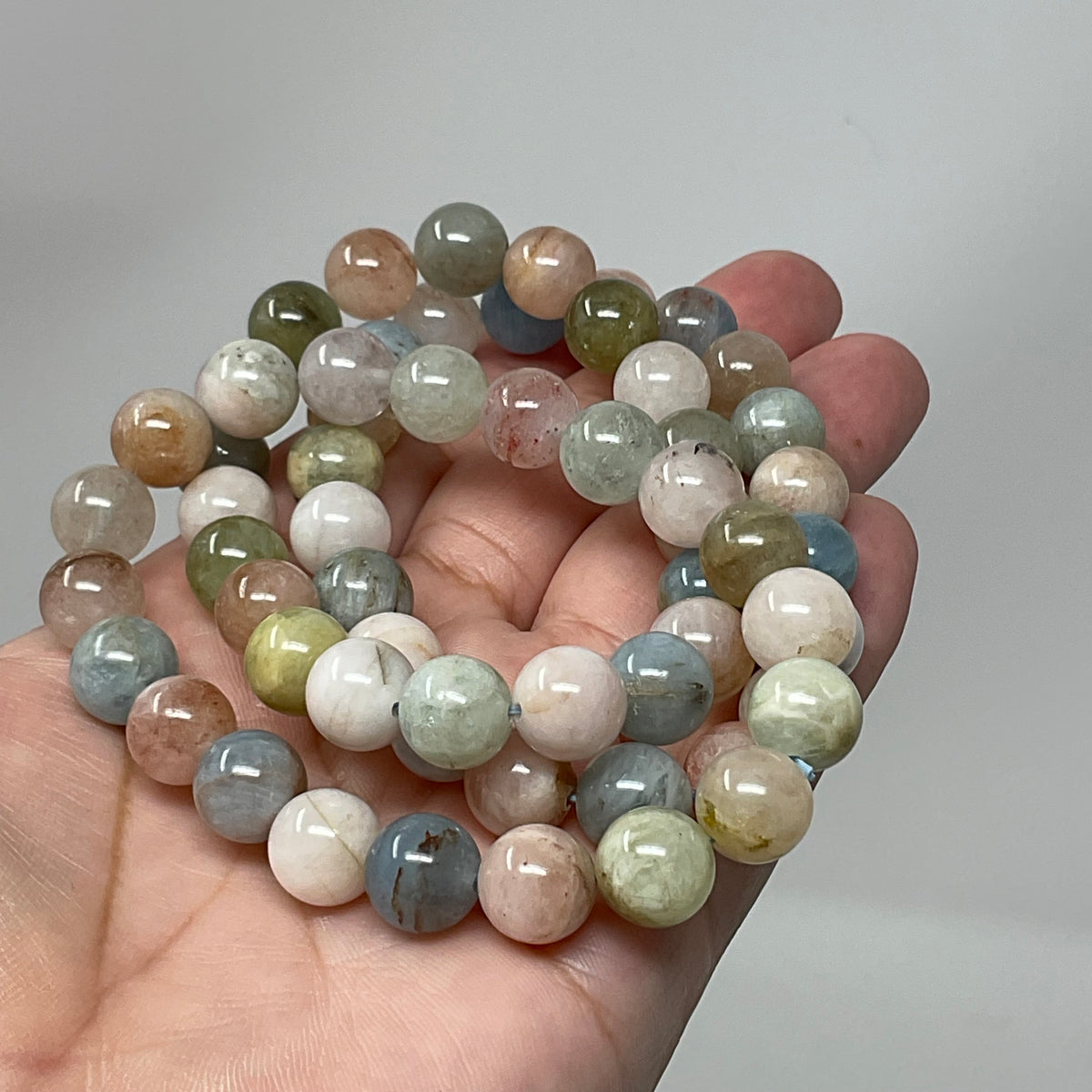 Brazilian Multi-Color Morganite 10MM Round Bracelet