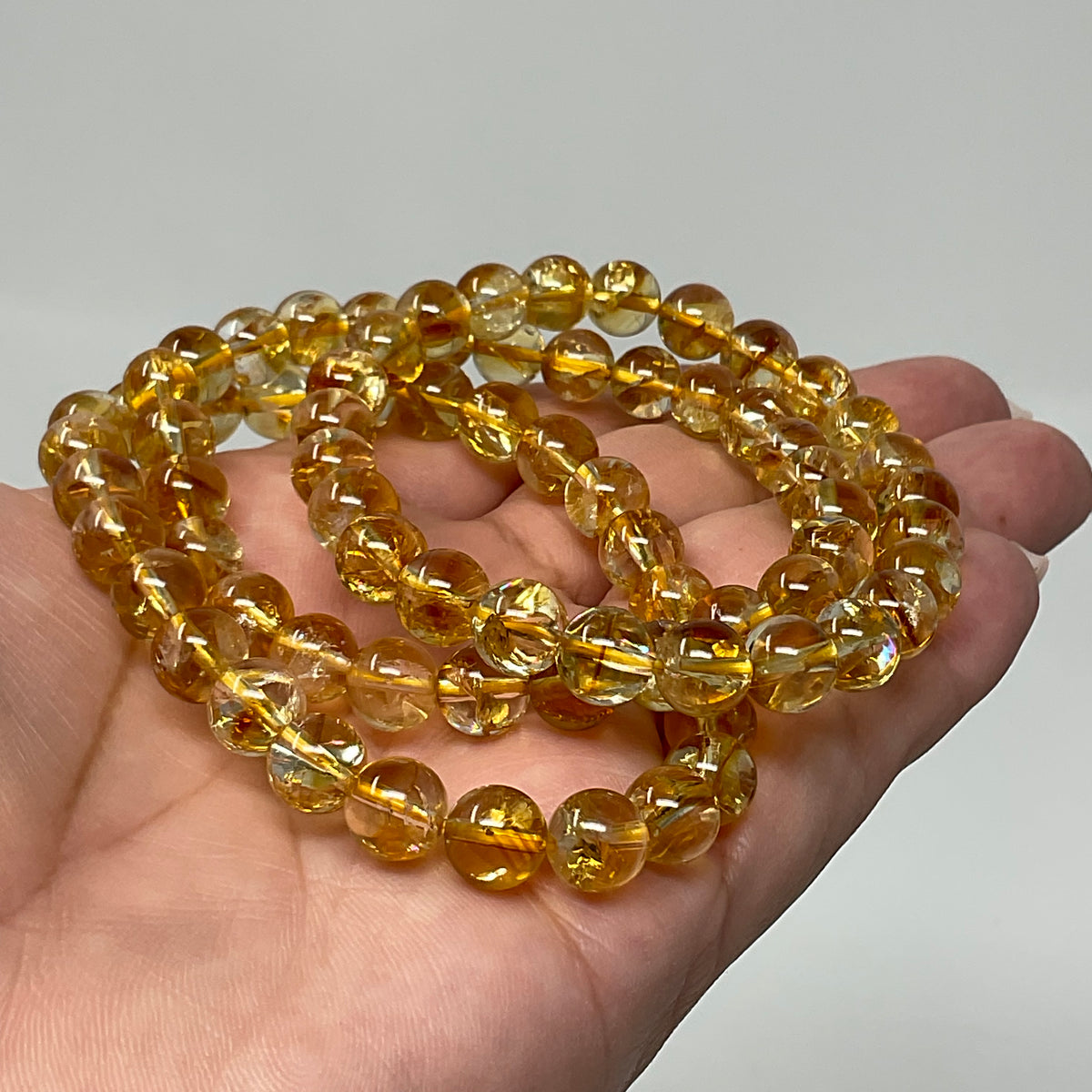 Citrine 8mm 2-Piece Round Bracelet Set