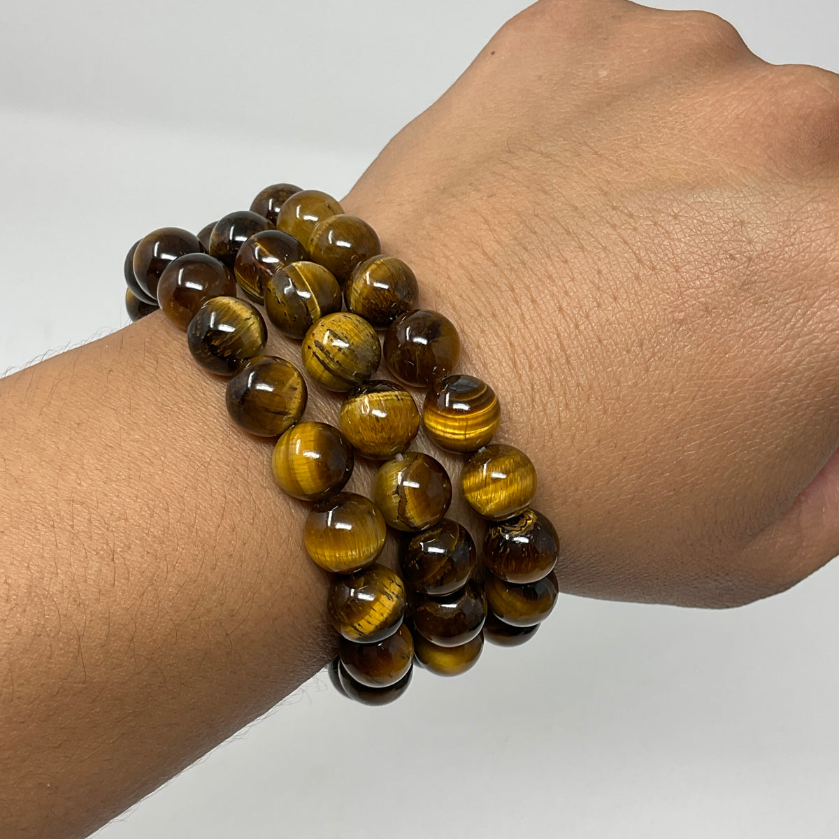 Yellow Tiger Eye 10mm 3-Piece Round Bracelet Set