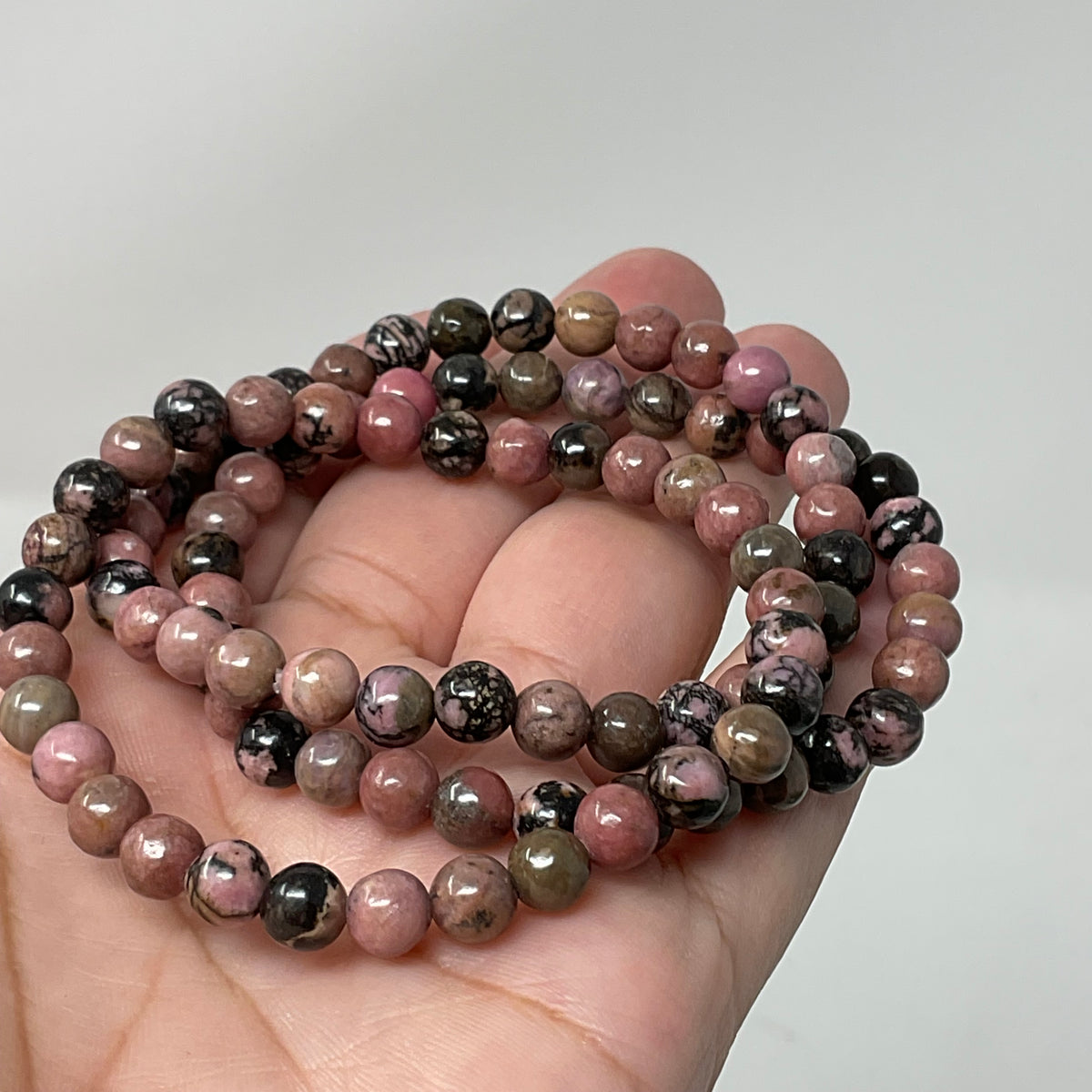 Rhodonite 6MM 3-Piece Round Bracelet Set