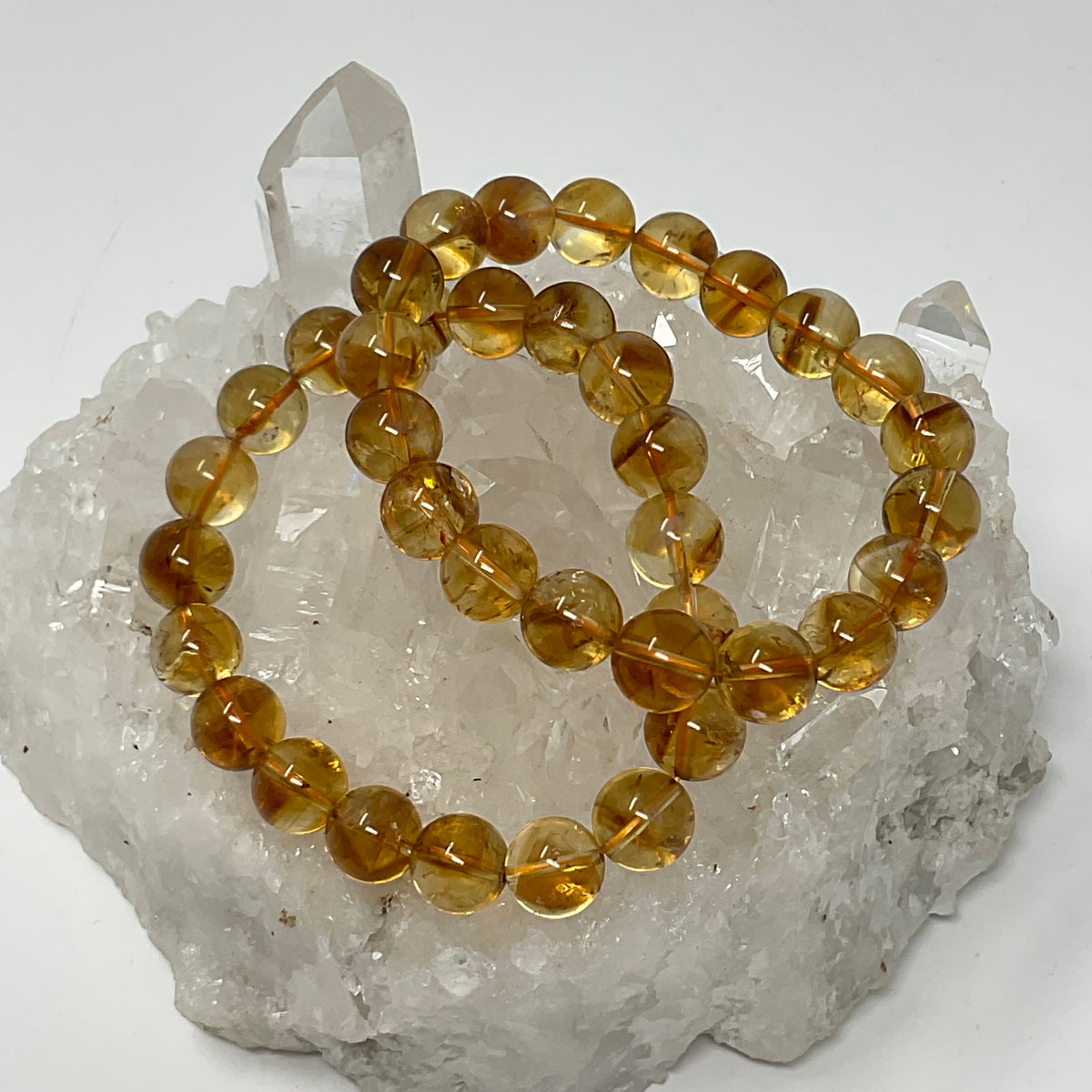 Citrine 10mm 2-Piece Round Bracelet Set