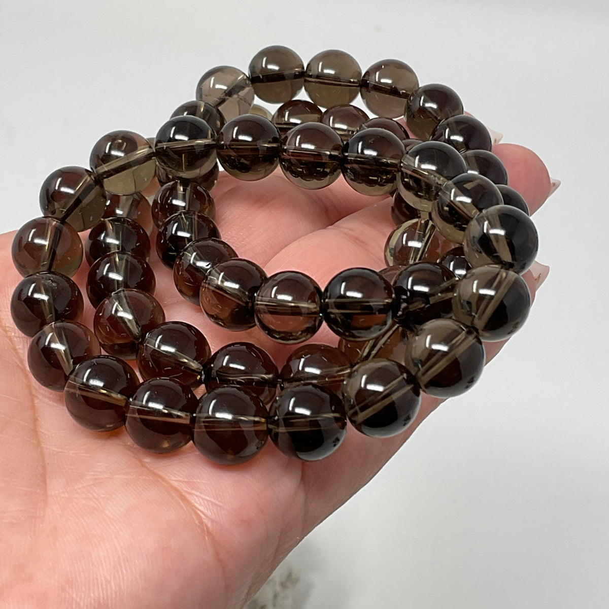 Smoky Quartz 10mm 2-Piece Bracelet Set