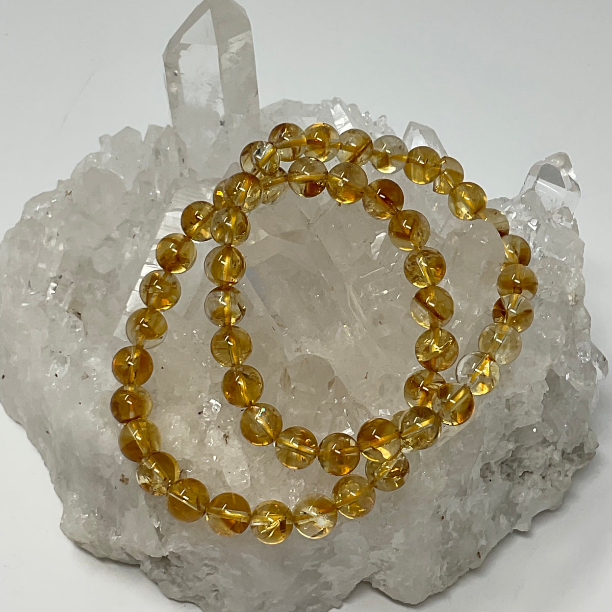 Citrine 8mm 2-Piece Round Bracelet Set